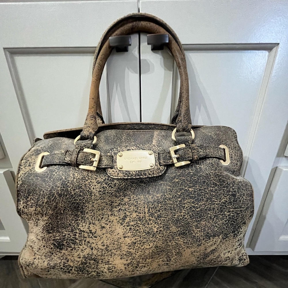 RARE! Michael Kors Hamilton Satchel Distressed Leather